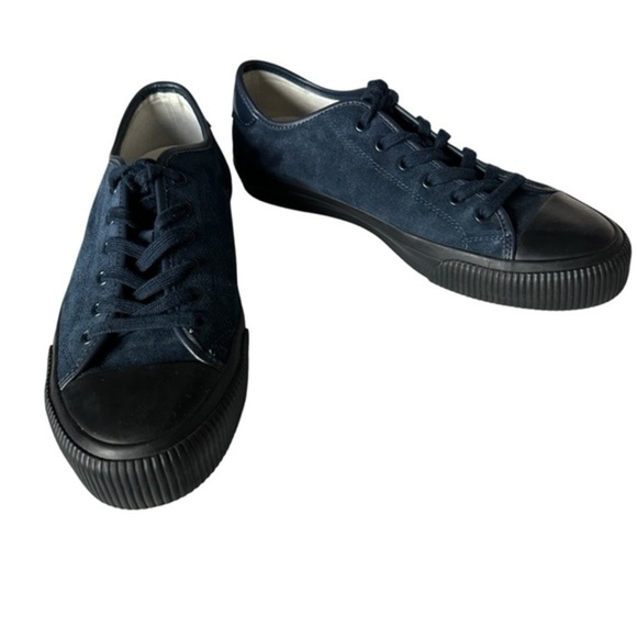 SANDRO BLUE LEATHER TRIMMED SUEDE SNEAKERS SIZE 43 - Picture 1 of 11